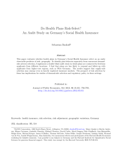 Do Health Plans Risk-Select? An Audit Study on Germany`s Social