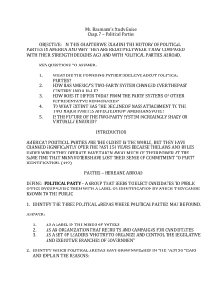 Mr. Baumann`s Study Guide Chap. 7 &ndash; Political Parties OBJECTIVE