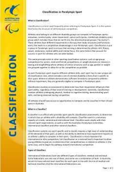 Classification in Paralympic Sport