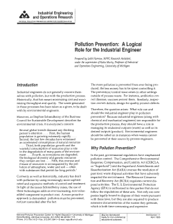 . Pollution Prevention: A Logical Role for the Industrial Engineer