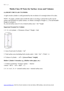 Maths Class 10 Notes for Surface Areas and Volumes