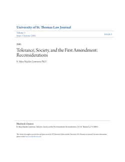 Tolerance, Society, and the First Amendment