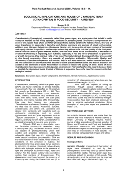 Ecological implications and roles of Cyanobacteria (Cyanophyta) in