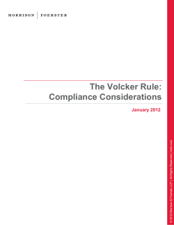 The Volcker Rule: Compliance Considerations