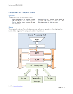 CU ALU I/O Subsystem ROM RAM Input Secondary Storage Output
