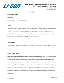 Impact of Changes in Barometric Pressure on Landfill Methane