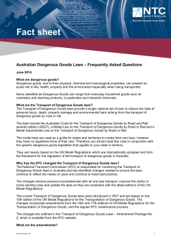 Frequently Asked Questions Australian Dangerous Goods Laws
