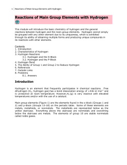Reactions of Main Group Elements with Hydrogen
