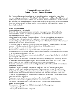 Plymouth Elementary School School &ndash; Parent &ndash; Student Compact