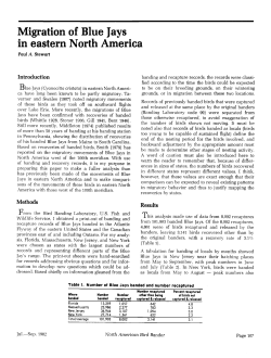 Migration of Blue Jays in eastern North America