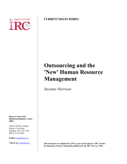 Outsourcing and the `New` Human Resource Management
