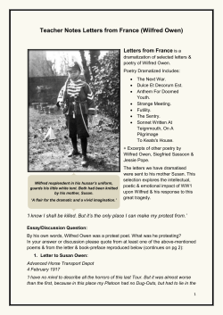 Teacher Notes Letters from France (Wilfred Owen)