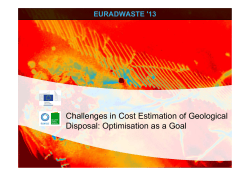 Challenges in Cost Estimation of Geological Disposal: Optimisation