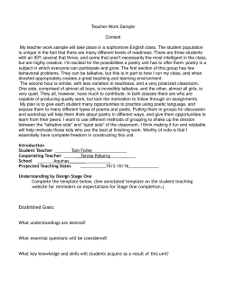 Teacher Work Sample - Students, Alumni and Friends