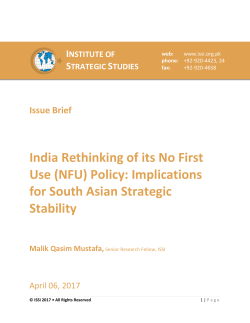 India Rethinking of its No First Use (NFU) Policy: Implications for