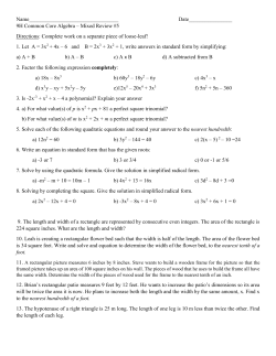 Cumulative Review #5 - Manhasset Public Schools