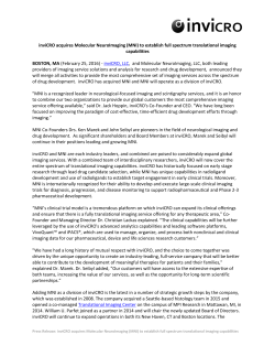 inviCRO acquires Molecular NeuroImaging (MNI) to establish full