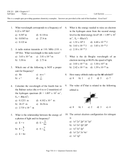 Quantum Chemistry Quiz