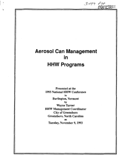 Aerosol Can Management in HHW Programs