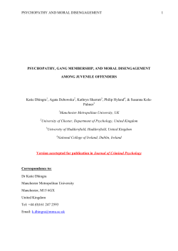PSYCHOPATHY AND MORAL DISENGAGEMENT 1