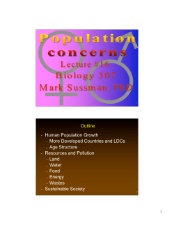 Outline &bull; Human Population Growth &ndash; More Developed Countries