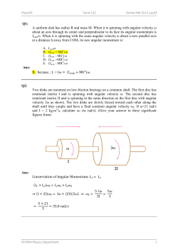 A uniform disk has radius R and mass M. When it is spinning