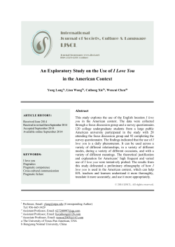 An Exploratory Study on the Use of I Love You in the American Context