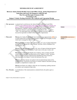 MEMORANDUM OF AGREEMENT Between Alaska Mental Health