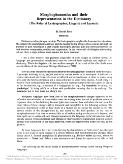 Morphophonemics and their Representation in the Dictionary