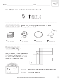 Fill in the Blank Word Puzzle st __ __ __ b __ __ __ tr