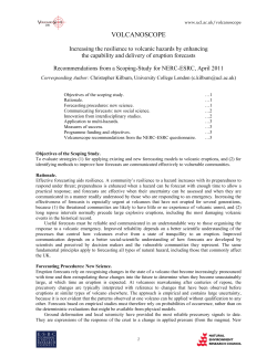 Scoping study for increasing resilience to hazards in volcanic regions