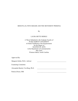 BOB DYLAN, PETE SEEGER AND THE MOVEMENT PERSONA By