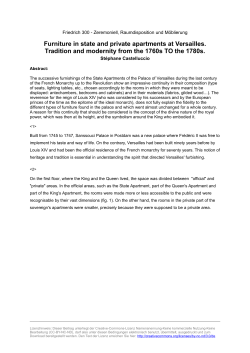 Furniture in state and private apartments at