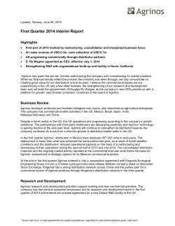 First Quarter 2014 Interim Report