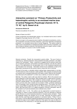 Interactive comment on &ldquo;Primary Productivity and heterotrophic