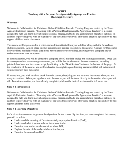 SCRIPT Teaching with a Purpose: Developmentally Appropriate