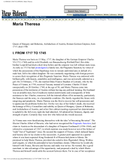 CATHOLIC ENCYCLOPEDIA: Maria Theresa