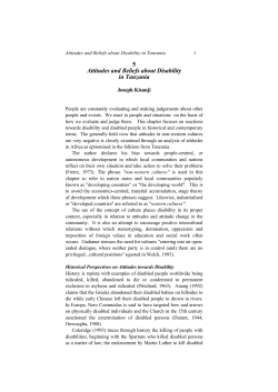 5 Attitudes and Beliefs about Disability in Tanzania