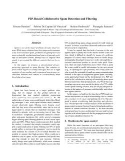 P2P-Based Collaborative Spam Detection and Filtering