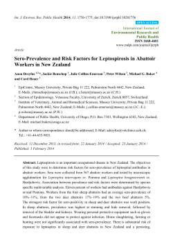 Sero-Prevalence and Risk Factors for Leptospirosis in