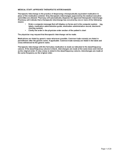 MEDICAL STAFF&ndash;APPROVED THERAPEUTIC INTERCHANGES