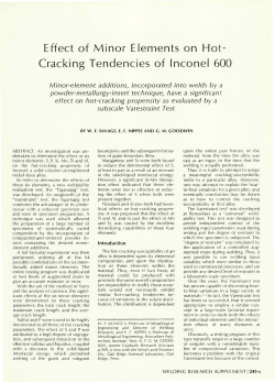 Effect of Minor Elements on Hot- Cracking Tendencies of Inconel 600