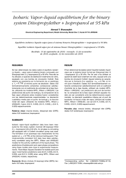 Isobaric Vapor&ndash;liquid equilibrium for the binary system