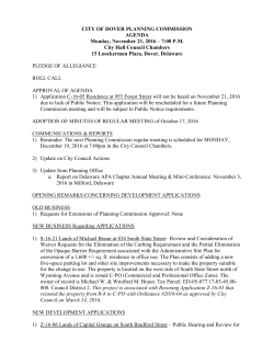 CITY OF DOVER PLANNING COMMISSION AGENDA Monday