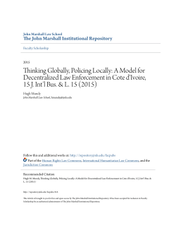 Thinking Globally, Policing Locally - The John Marshall Institutional