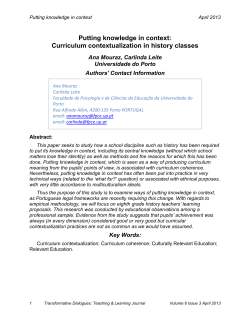 Putting knowledge in context: Curriculum contextualization in history