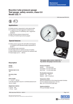 Bourdon tube pressure gauge Test gauge, safety version, class 0.6