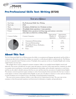 Pre-Professional Skills Test: Writing (0720)