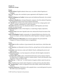 Chapter 13 Napoleonic Europe People Horatio Nelson: English