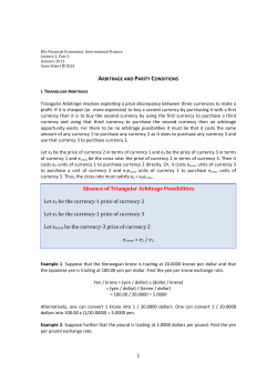 1 Absence of Triangular Arbitrage Possibilities Let e2